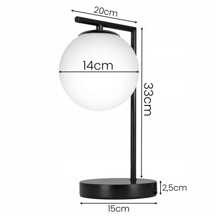 Bordslampa 1xE27/40W/230V, svart/vit
