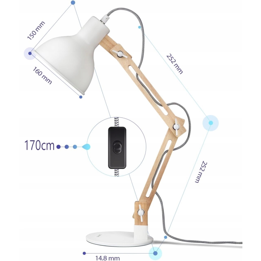 Bordslampa 1xE27/40W/230V vit