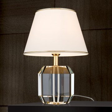 Bordslampa ALEXIS 1xE27/60W/230V grädde/guld/genomskinlig