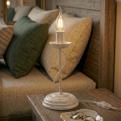 Bordslampa ANTON 1xE14/60W/230V vit patina