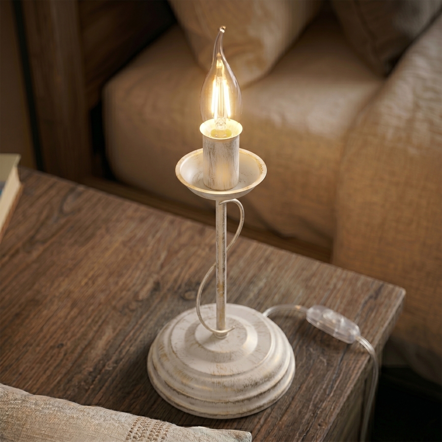 Bordslampa ANTON 1xE14/60W/230V vit patina