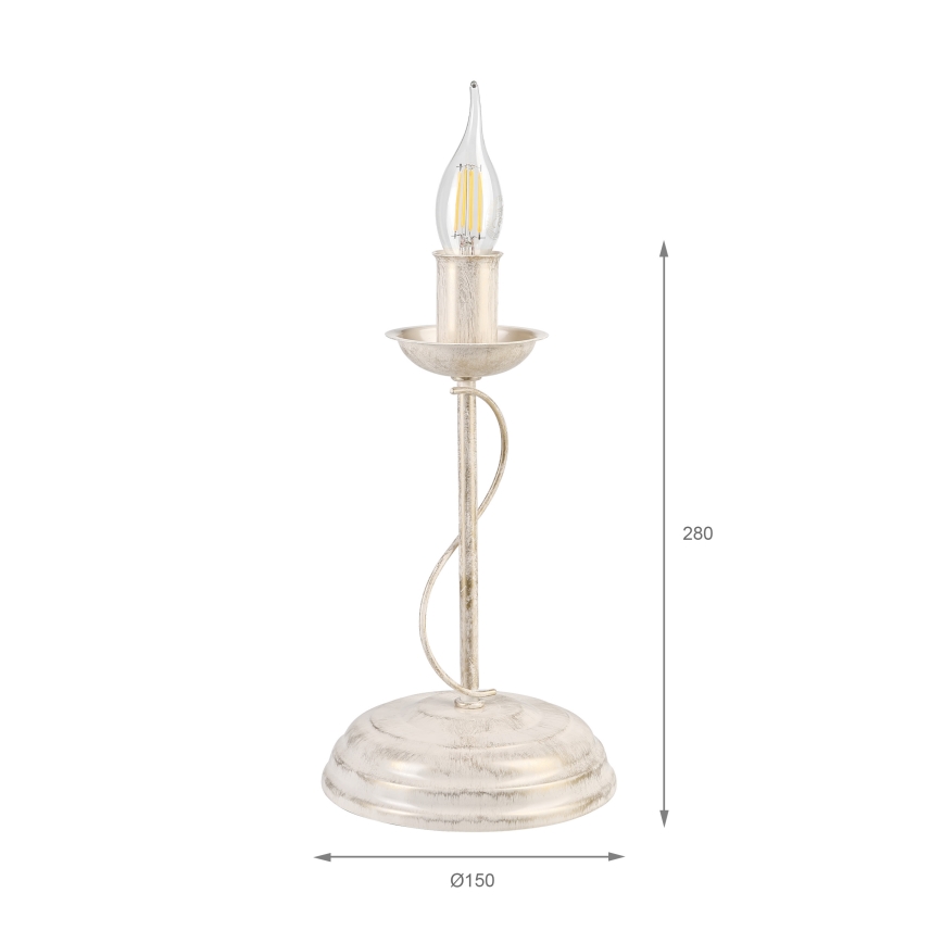 Bordslampa ANTON 1xE14/60W/230V vit patina