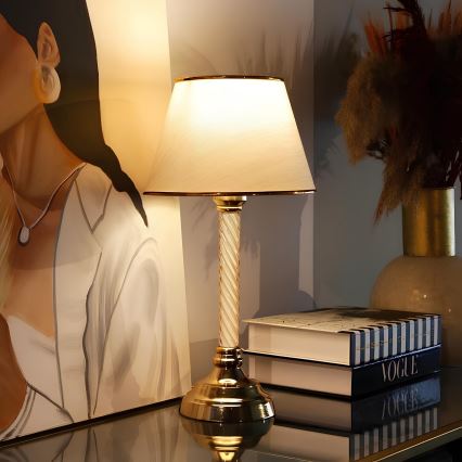 Bordslampa AYD 1xE27/40W/230V beige/guld