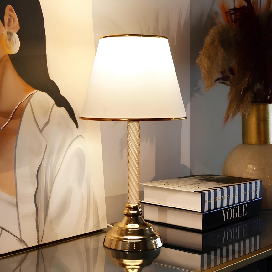 Bordslampa AYD 1xE27/40W/230V vit/guld