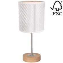 Bordslampa BENITA 1xE27/60W/230V 30 cm grädde/ek – FSC certifierade