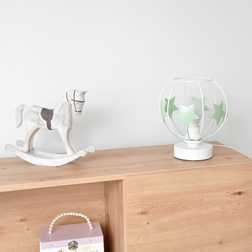 Bordslampa för barn STARS 1xE27/15W/230V grön/vit