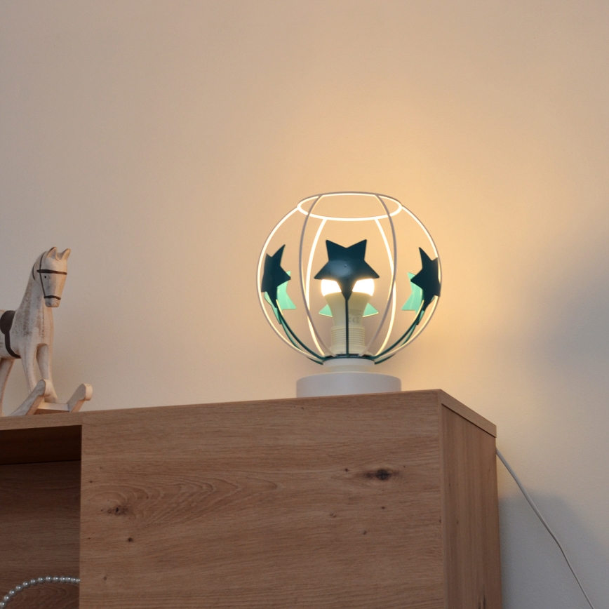 Bordslampa för barn STARS 1xE27/15W/230V turkos/vit
