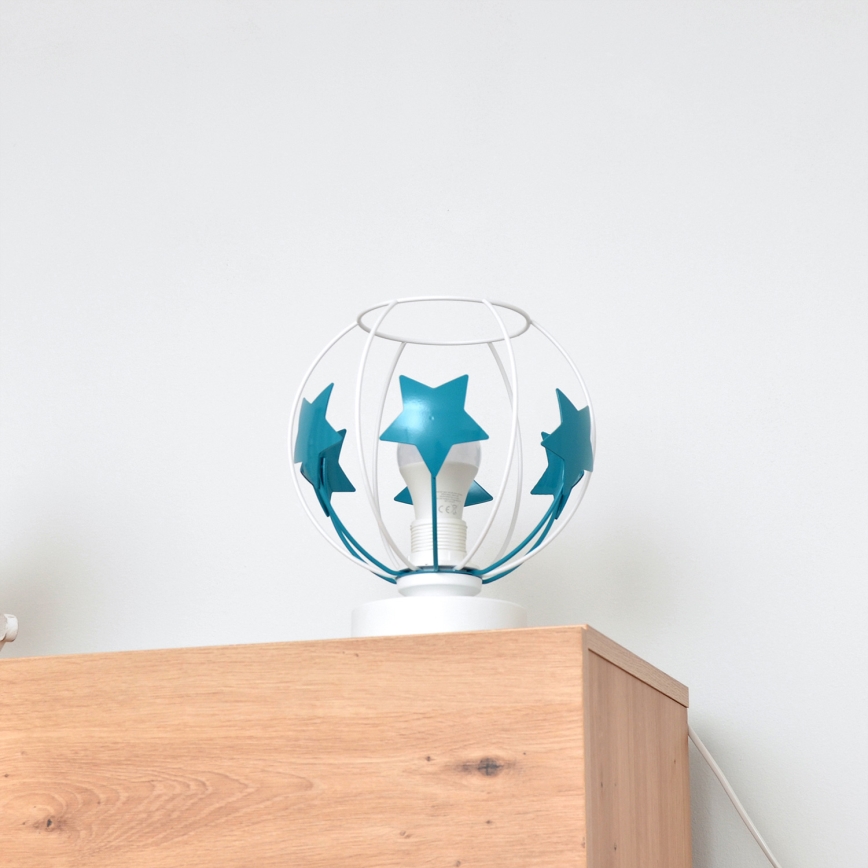Bordslampa för barn STARS 1xE27/15W/230V turkos/vit