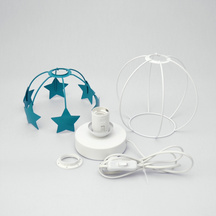 Bordslampa för barn STARS 1xE27/15W/230V turkos/vit