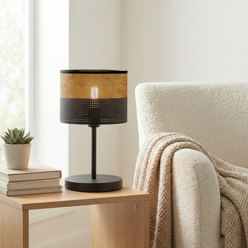 Bordslampa KARBON 1xE27/15W/230V svart/brun