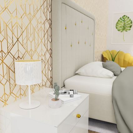 Bordslampa LOFT SHADE 1xE27/60W/230V Ø 18 cm vit/guld