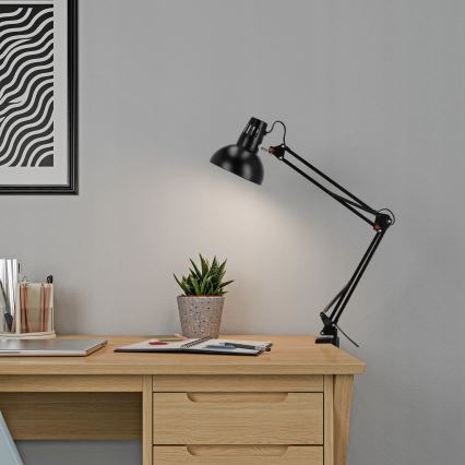 Bordslampa med klämma 1xE27/60W/230V svart