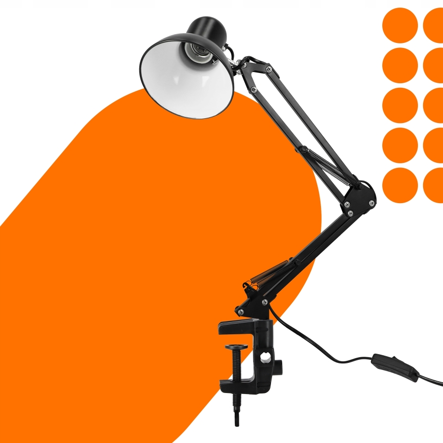 Bordslampa med klämma 1xE27/60W/230V svart