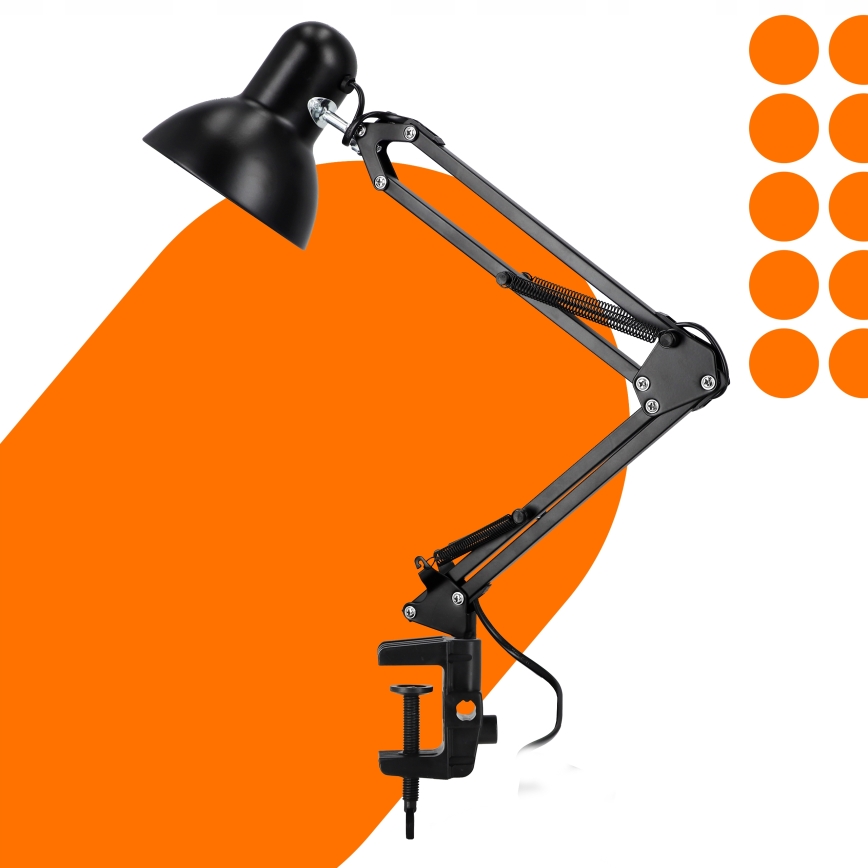 Bordslampa med klämma 1xE27/60W/230V svart