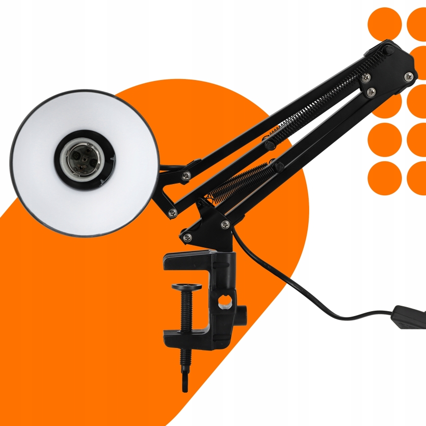 Bordslampa med klämma 1xE27/60W/230V svart