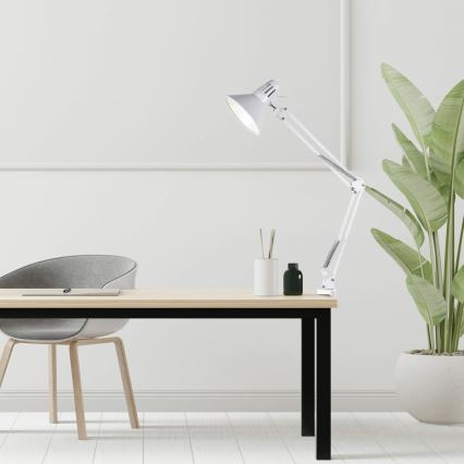 Bordslampa med klämma WORKER 1xE27/10W/230V vit