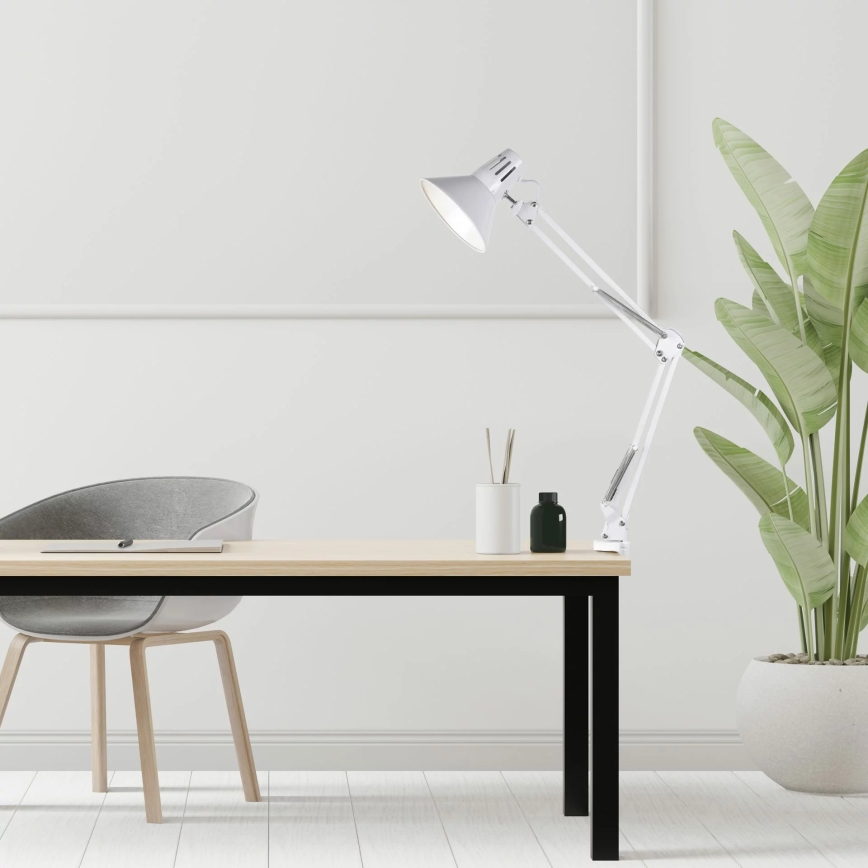 Bordslampa med klämma WORKER 1xE27/10W/230V vit