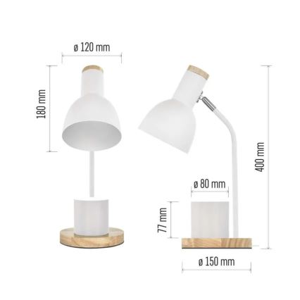 Bordslampa POPPY 1xE27/25W/230V vit