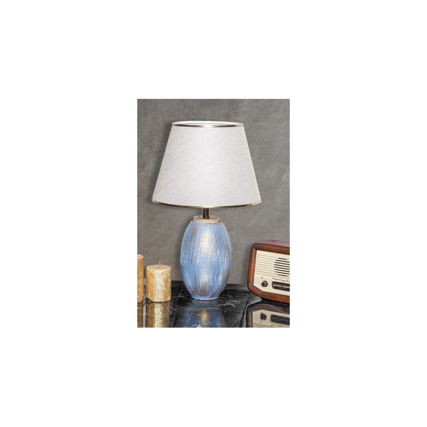 Bordslampa RAMZES 1xE27/40W/230V krämvit/blå