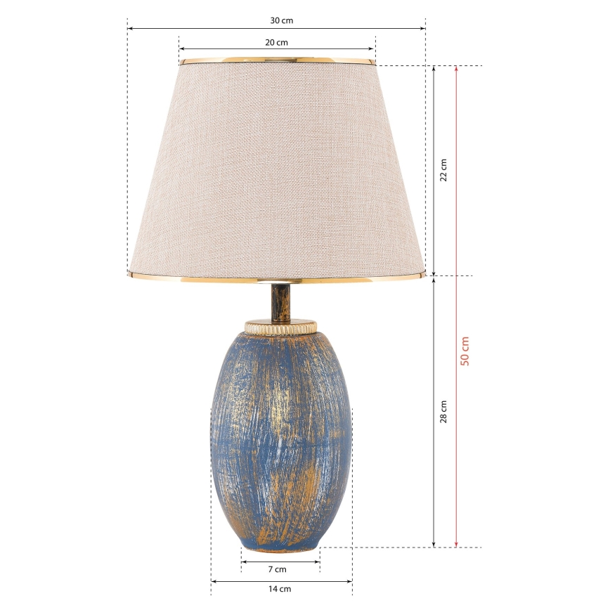 Bordslampa RAMZES 1xE27/40W/230V krämvit/blå