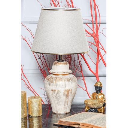 Bordslampa RAMZES 1xE27/40W/230V krämvit/guld