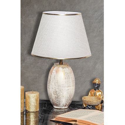 Bordslampa RAMZES 1xE27/40W/230V krämvit/guld