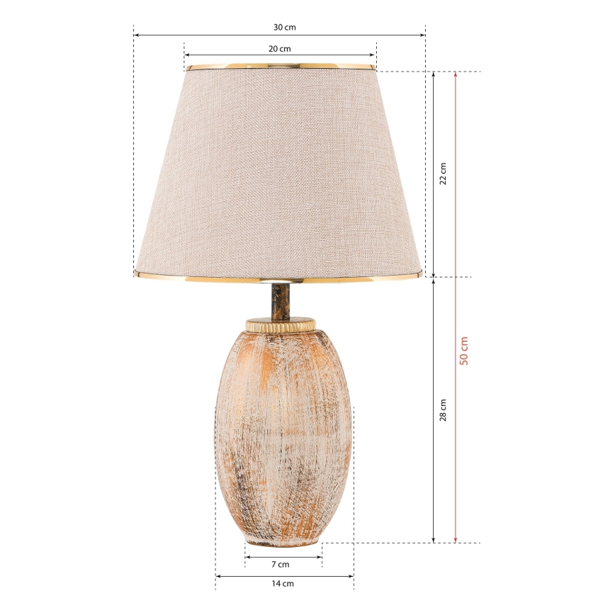 Bordslampa RAMZES 1xE27/40W/230V krämvit/guld