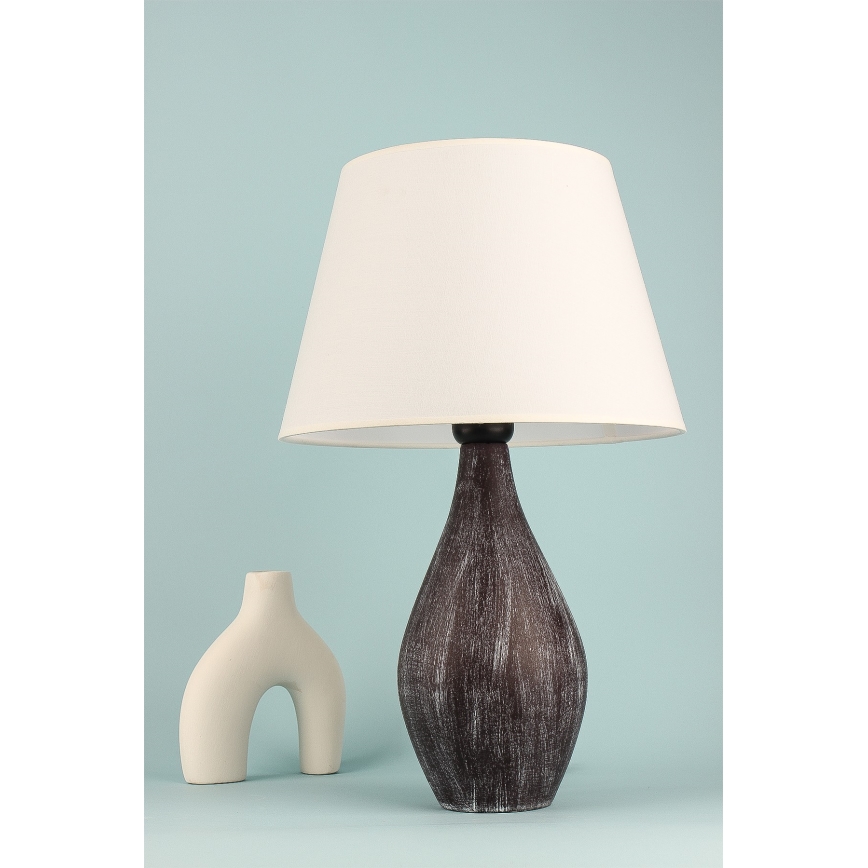 Bordslampa RAMZES 1xE27/40W/230V vit/brun
