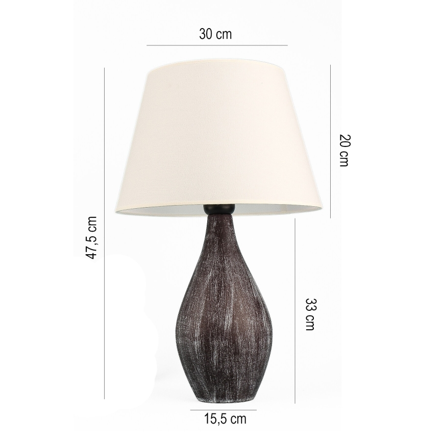 Bordslampa RAMZES 1xE27/40W/230V vit/brun