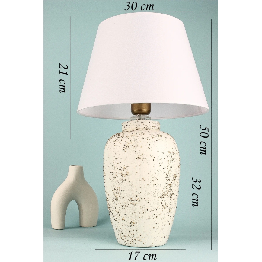 Bordslampa RAMZES 1xE27/40W/230V vit/krämfärgad