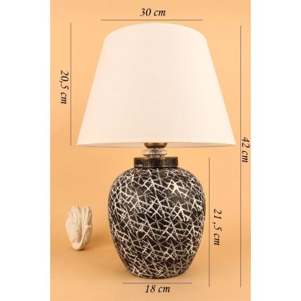 Bordslampa RAMZES 1xE27/40W/230V vit/svart