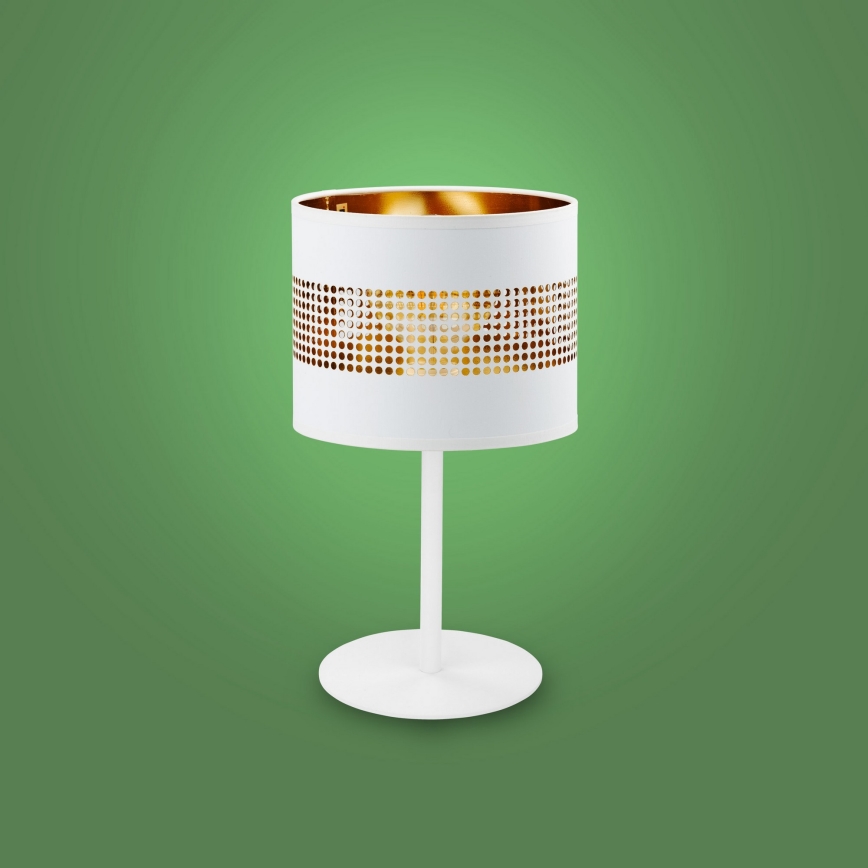 Bordslampa  TAGO 1xE27/15W/230V vit /gyllene 