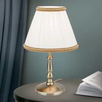 Bordslampa TONIA 1xE27/60W/230V diameter 25 cm vit/brons