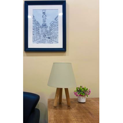 Bordslampa  WOOD 1xE27/60W/230V beige