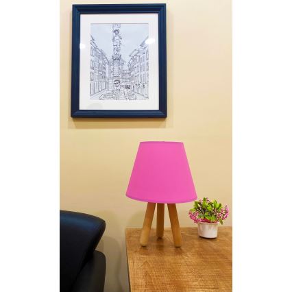 Bordslampa  WOOD 1xE27/60W/230V rosa