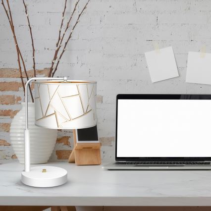 Bordslampa  ZIGGY 1xE27/60W/230V vit /gyllene