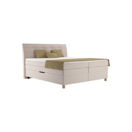 Boxspring-säng med madrass BEA 160 x 200 cm, beige