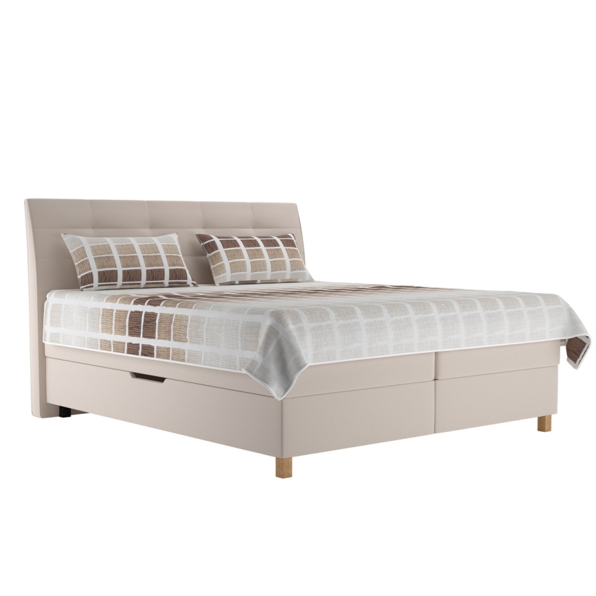 Boxspring-säng med madrass BEA 160 x 200 cm, beige