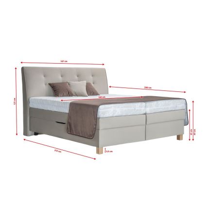 Boxspring-säng med madrass BEA 160 x 200 cm, beige