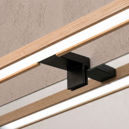 Brilagi - LED-belysning för badrumsspegel 3-i-1 WOODY MIRROR LED/15W/230V 80 cm IP44 svart/ek