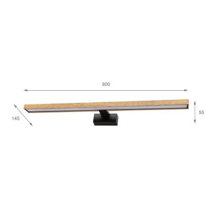Brilagi - LED-belysning för badrumsspegel 3-i-1 WOODY MIRROR LED/15W/230V 80 cm IP44 svart/ek