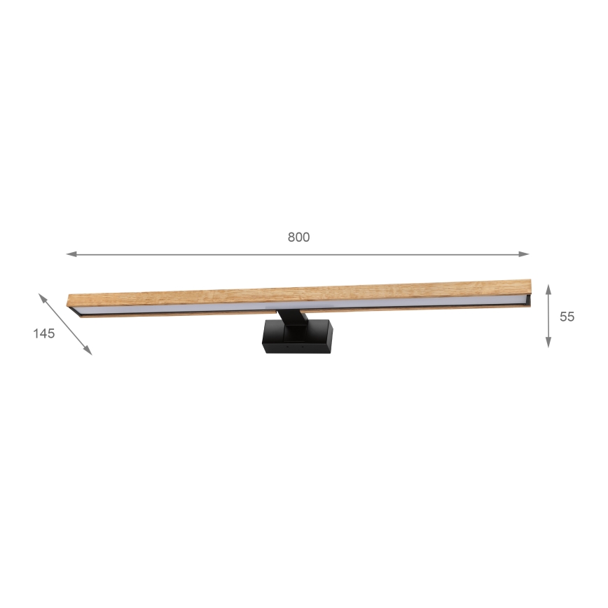 Brilagi - LED-belysning för badrumsspegel 3-i-1 WOODY MIRROR LED/15W/230V 80 cm IP44 svart/ek