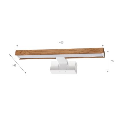 BRILAGI - 3 i 1 LED-belysning för badrumsspegel WOODY MIRROR LED/8W/230V 40 cm IP44 vit/ek körsbär