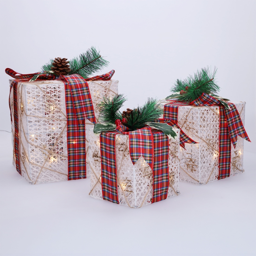 Brilagi - 3-pack LED utomhusjuldekorationer, LED/230V, IP44, presenter