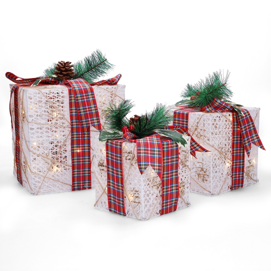 Brilagi - 3-pack LED utomhusjuldekorationer, LED/230V, IP44, presenter