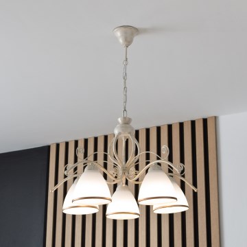 Brilagi - ANTICO LED-ljuskrona på kedja 5xE27/60W/230V 3000K vit patina