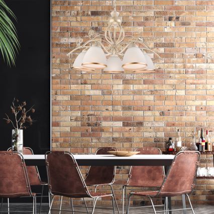 Brilagi - ANTICO LED-ljuskrona på kedja 5xE27/60W/230V 3000K vit patina