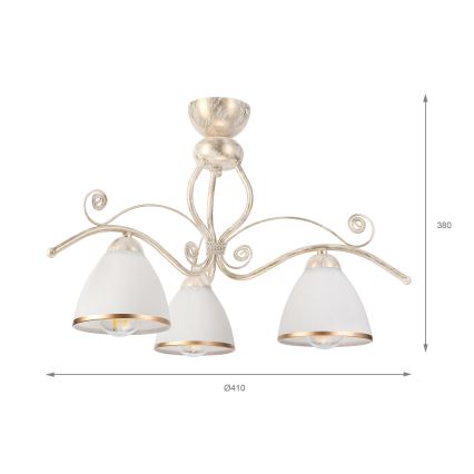 Brilagi - ANTICO LED ytmonterad taklampa 3xE27/60W/230V vit patina