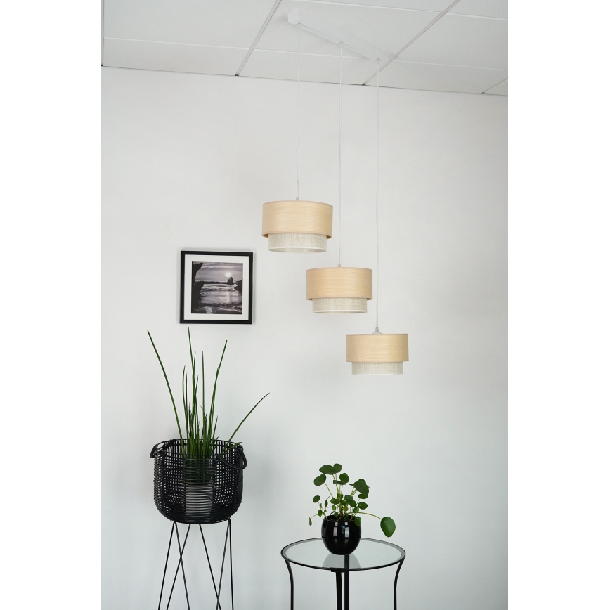 Brilagi - Taklampa ARIZONA BOHO 3xE27/15W/230V beige/vit