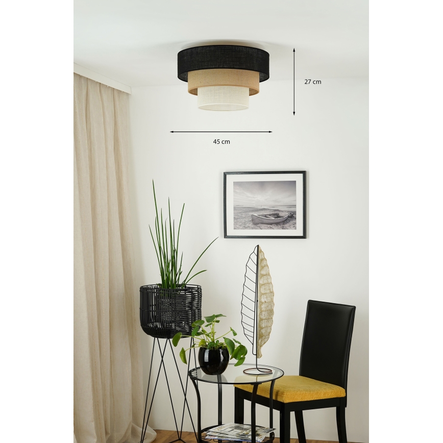 Brilagi - Taklampa ASPEN LUNETA 1xE27/15W/230V Ø 45 cm svart/beige/krämfärgad